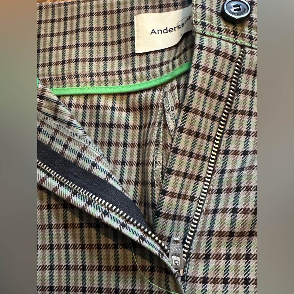 Andersson Bell Celina side pleat plaid green pants NWOT - Picture 5 of 16